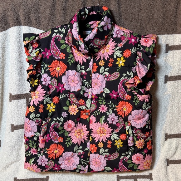 Miss Sparkling Jackets & Blazers - Miss Sparkling Floral Women's Vest - Black and Pink